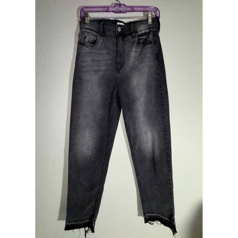 Cello Women's Black  Jeans Size 5 Distressed Ankle Cropped Raw Hem